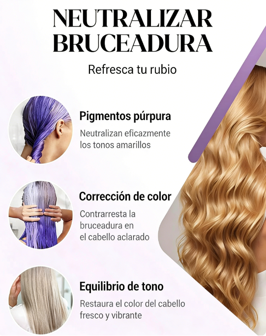 💜 Máscara Capilar Violeta Anti-Amarillamiento – ¡Elimina los Reflejos Rojos y Devuelve el Brillo Natural! ✨🌿