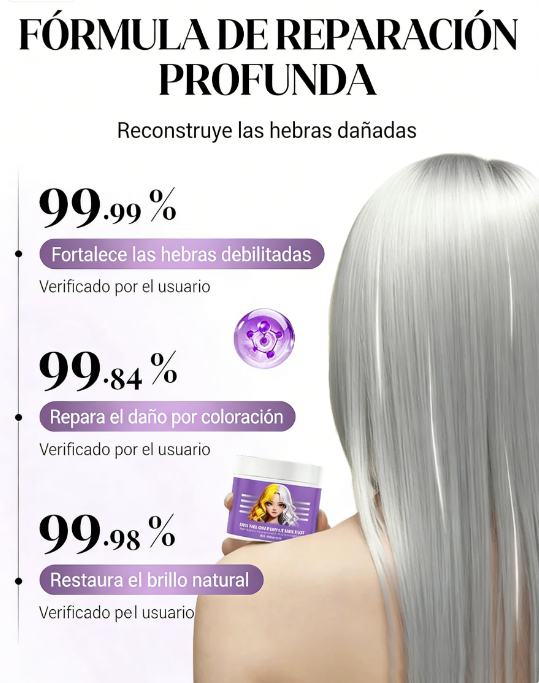 💜 Máscara Capilar Violeta Anti-Amarillamiento – ¡Elimina los Reflejos Rojos y Devuelve el Brillo Natural! ✨🌿