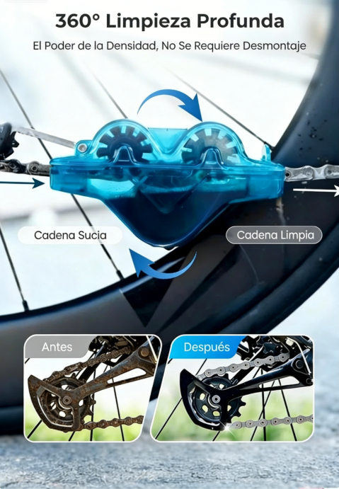 🚴‍♂️ Limpiador de Cadenas de Bicicleta – Elimina Grasa Incrustada, Limpia los Eslabones Internos y Diseño Ergonómico Fácil de Usar 🧽✨