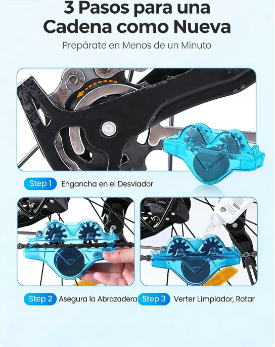 🚴‍♂️ Limpiador de Cadenas de Bicicleta – Elimina Grasa Incrustada, Limpia los Eslabones Internos y Diseño Ergonómico Fácil de Usar 🧽✨