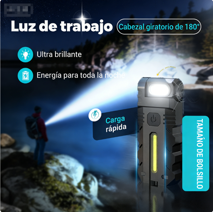💡 Luz de Trabajo LED con Cabezal Giratorio de 180° – Iluminación Precisa y Ajustable para Todo Tipo de Proyectos 🔧✨
