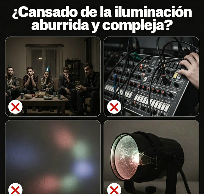 💡 Luz Ambiental LED con Efecto Multihaz – Colores Dinámicos, Control Remoto e Instalación Fácil para Hogar y Fiestas 🎉✨
