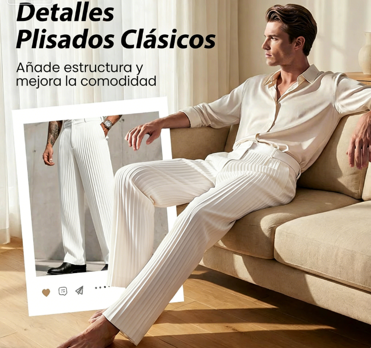 ⏰🔥 ¡50% DE DESCUENTO POR TIEMPO LIMITADO! 👖 Pantalones Casual de Hombre – Pierna Ancha y Plisados, Comodidad y Estilo Todo el Día ✨💪