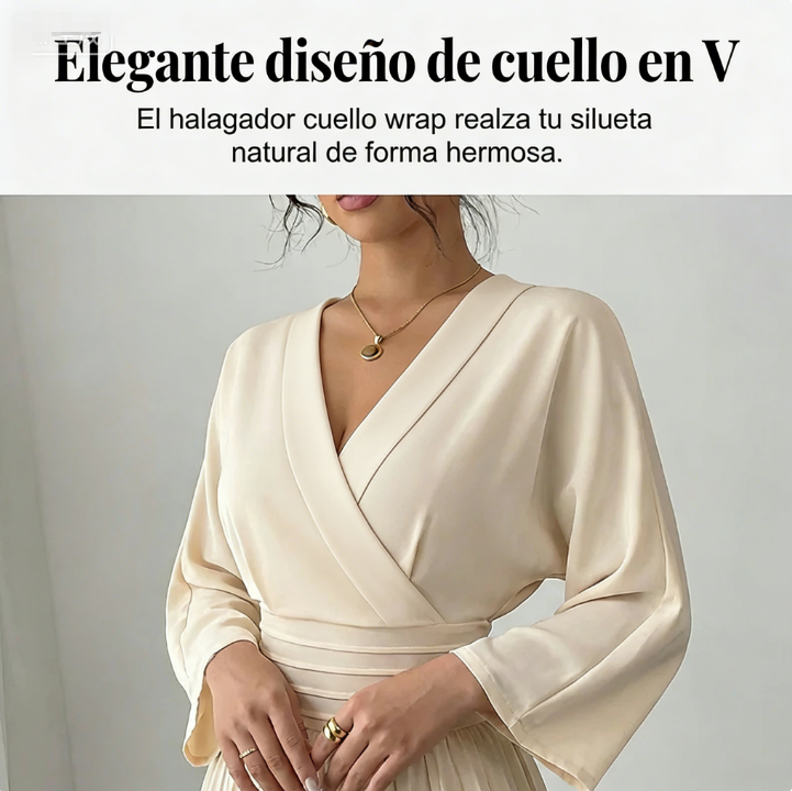 ✨ Elegante mono plisado de pierna ancha con cuello en V: elegante, cómodo y perfecto para cualquier ocasión 💃💖