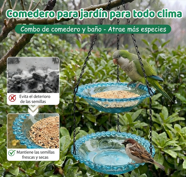 🐦 Comedero para Pájaros Estilo Vintage con Bañera – Fácil de Colgar y Llenar, Ideal para Petirrojos y Herrerillos Azules 🏡✨