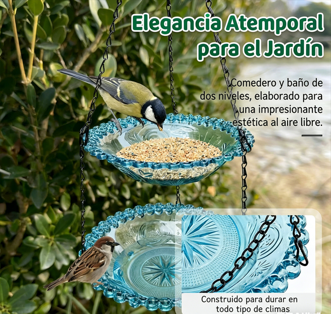 🐦 Comedero para Pájaros Estilo Vintage con Bañera – Fácil de Colgar y Llenar, Ideal para Petirrojos y Herrerillos Azules 🏡✨