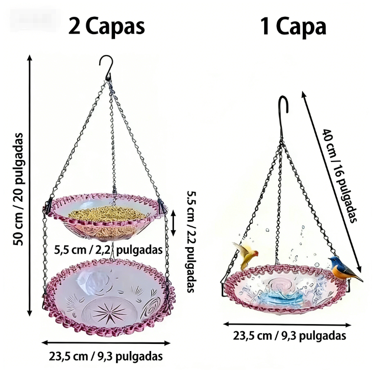 🐦 Comedero para Pájaros Estilo Vintage con Bañera – Fácil de Colgar y Llenar, Ideal para Petirrojos y Herrerillos Azules 🏡✨