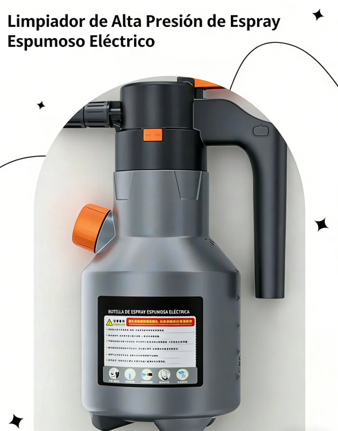 🚗 Pistola de Espuma Eléctrica para Lavar Autos – Recargable, Alta Presión y Portátil para Limpieza Eficaz ✨🧼