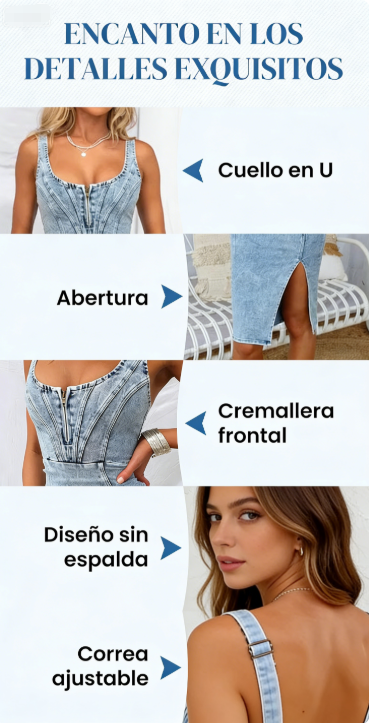 ⏰ ¡Oferta Limitada 50% OFF! 👗 Vestido Ajustado de Mezclilla para Mujer – Tirantes y Cuello en U, Casual, Moderno y Perfecto para Cada Ocasión ✨💖