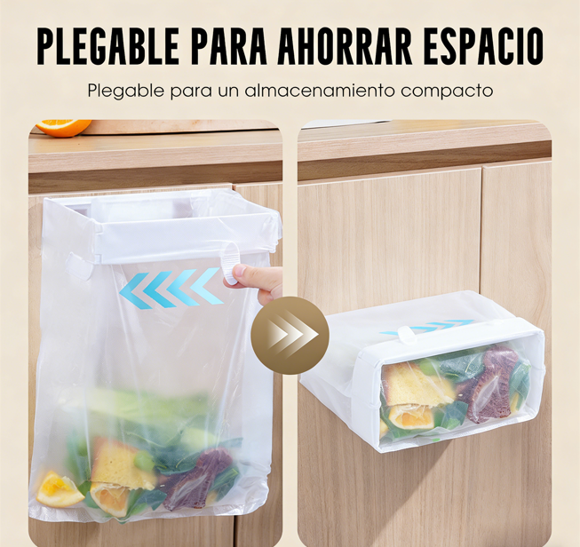 🗑️ Soporte plegable para bolsas de basura, montado en la pared, sin taladros: ahorra espacio, es fácil y conveniente ✨🏠