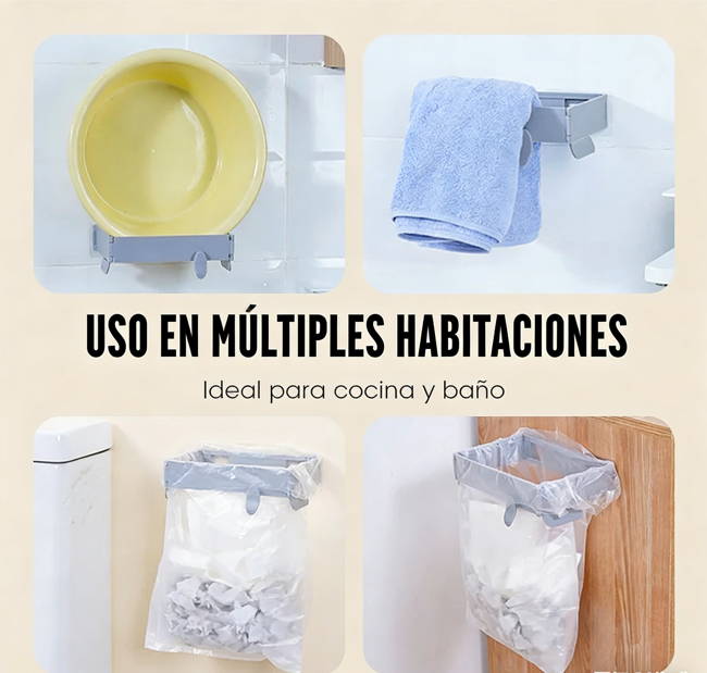 🗑️ Soporte plegable para bolsas de basura, montado en la pared, sin taladros: ahorra espacio, es fácil y conveniente ✨🏠