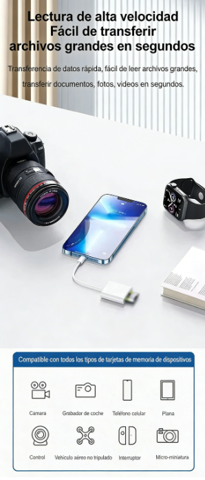 🔌 Lector para Android con Adaptador USB-C Doble – Carga Rápida y Transferencia de Datos Eficiente ⚡📱