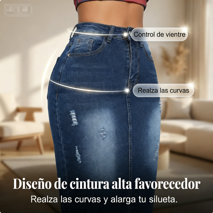 👗 Falda vaquera de talle alto con bajo deshilachado para mujer: moderna, cómoda y con un estilo desenfadado ✨💖