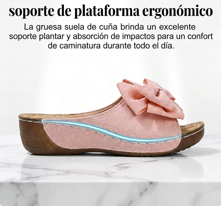 👡 Sandalias de Cuña para Mujer – Puntera Abierta con Lazo, Comodidad y Estilo Elegante ✨💖