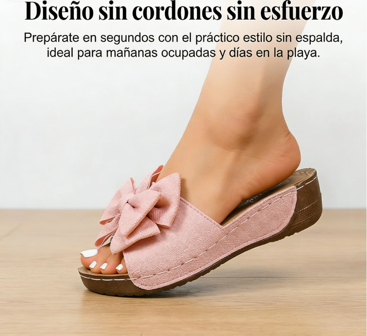 👡 Sandalias de Cuña para Mujer – Puntera Abierta con Lazo, Comodidad y Estilo Elegante ✨💖