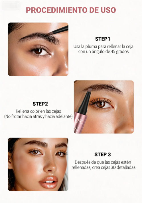 ✏️ Lápiz de Cejas 3D Microblading – Punta de 4 Púas, Resistente al Agua y Efecto Pelo Natural ✨💖