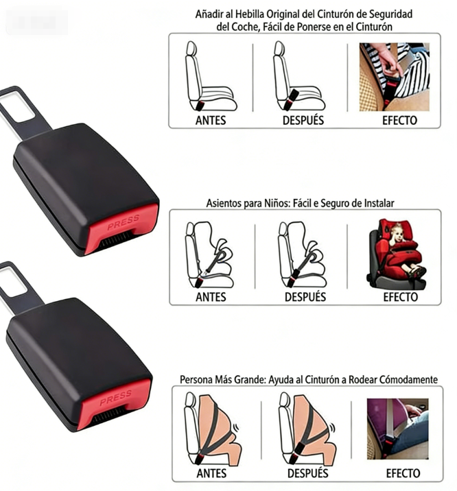 ⏰ ¡Oferta Limitada 50% OFF! 🔥 Extensor de Hebilla para Cinturón de Seguridad del Auto – Más Comodidad y Seguridad al Conducir 🚗💺✨