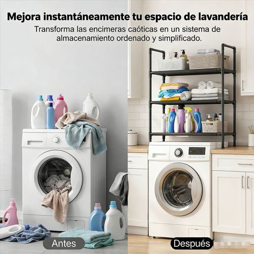 ⏰ ¡Oferta Limitada 50% OFF! 🏠 Estante Organizador para Baño y Lavandería – Sin Taladrar, Fácil de Instalar y Ahorra Espacio ✨🛁👕