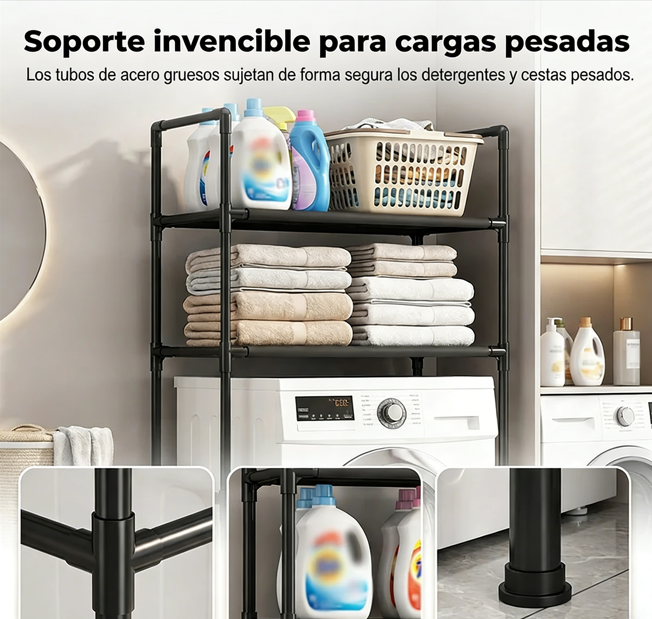 ⏰ ¡Oferta Limitada 50% OFF! 🏠 Estante Organizador para Baño y Lavandería – Sin Taladrar, Fácil de Instalar y Ahorra Espacio ✨🛁👕