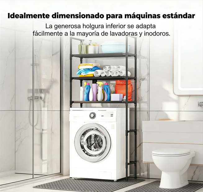 ⏰ ¡Oferta Limitada 50% OFF! 🏠 Estante Organizador para Baño y Lavandería – Sin Taladrar, Fácil de Instalar y Ahorra Espacio ✨🛁👕