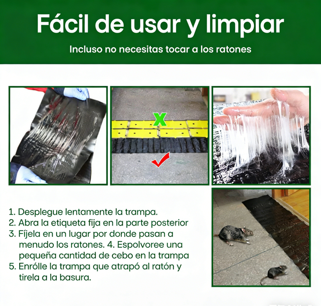 ⏰ ¡Oferta Limitada 50% OFF! 🐭 Trampa Adhesiva Grande para Ratones – Captura Rápida y Eficaz, Fácil de Usar ✨🏠
