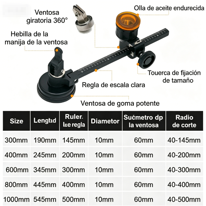 ⏰ ¡Oferta Limitada 50% OFF! 🔧 Cortador de Brújula para Vidrio – Preciso, Fácil de Usar y Profesional ✨🏠