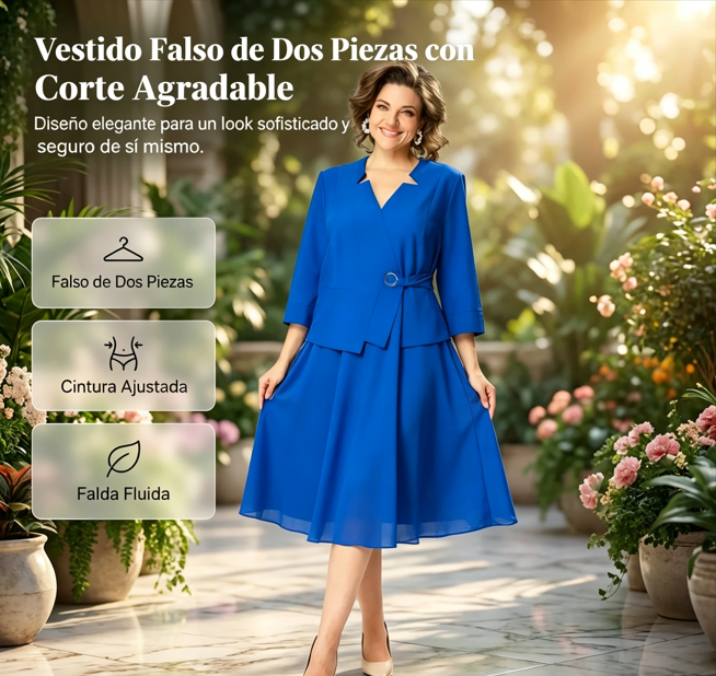 ⏰ ¡Oferta Limitada 50% OFF! 👗 Vestido Efecto Dos Piezas con Estampado de Hojas – Elegancia sin Esfuerzo en Cualquier Momento y Lugar ✨🍃