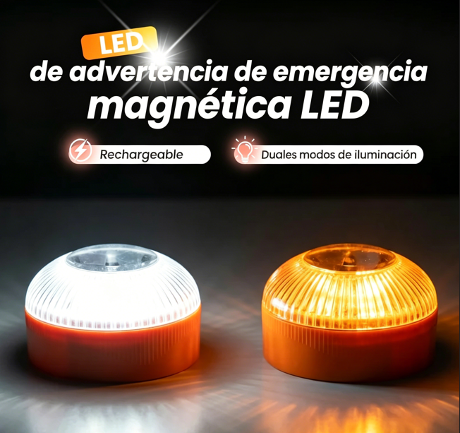 ⏰ ¡Oferta Limitada 50% OFF! 🔈 Luz LED de Advertencia de Emergencia Magnética – Alta Visibilidad y Fácil de Colocar 🚨✨