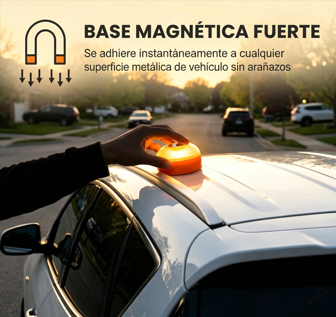 ⏰ ¡Oferta Limitada 50% OFF! 🔈 Luz LED de Advertencia de Emergencia Magnética – Alta Visibilidad y Fácil de Colocar 🚨✨