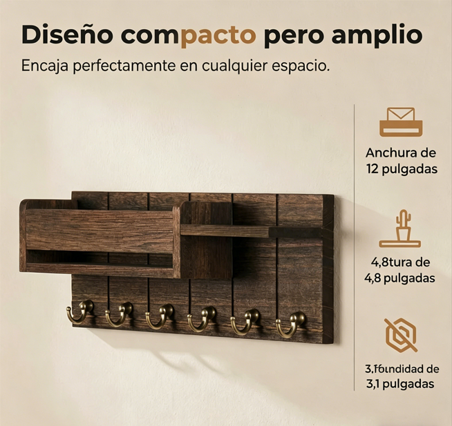 ⏰ ¡Oferta Limitada 50% OFF! 🗝️📬 Soporte de Pared para Correo y Llaves con Estante – Organiza y Ahorra Espacio en tu Hogar ✨🏠