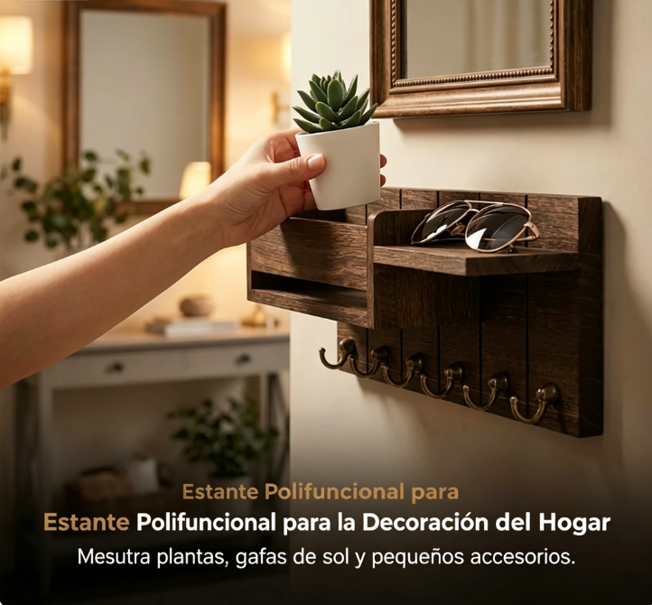 ⏰ ¡Oferta Limitada 50% OFF! 🗝️📬 Soporte de Pared para Correo y Llaves con Estante – Organiza y Ahorra Espacio en tu Hogar ✨🏠