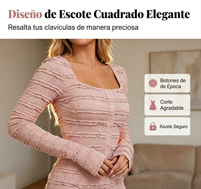 ⏰🔥 ¡Oferta Limitada 50% OFF! 👗 Vestido Largo con Cuello Cuadrado – Encanto Vintage y Elegancia Moderna ✨💖
