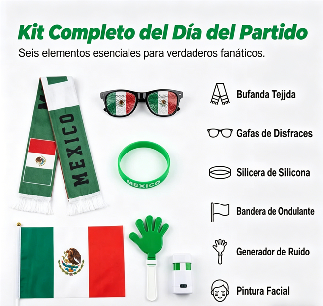 ⏰🔥 ¡Oferta Limitada 50% OFF! 🇲🇽 Ultimate Mexico Match Cheer Kit – Todo lo que Necesitas para Animar y Celebrar el Partido 🎉🎺