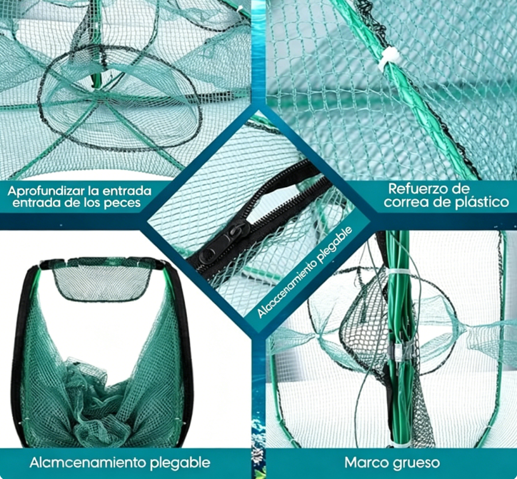 ⏰🔥 ¡Oferta Limitada 50% OFF! 🚨 Red Plegable Automática para Pescadores – Nailon Reforzado y Mango Telescópico para Captura Fácil 🎣✨