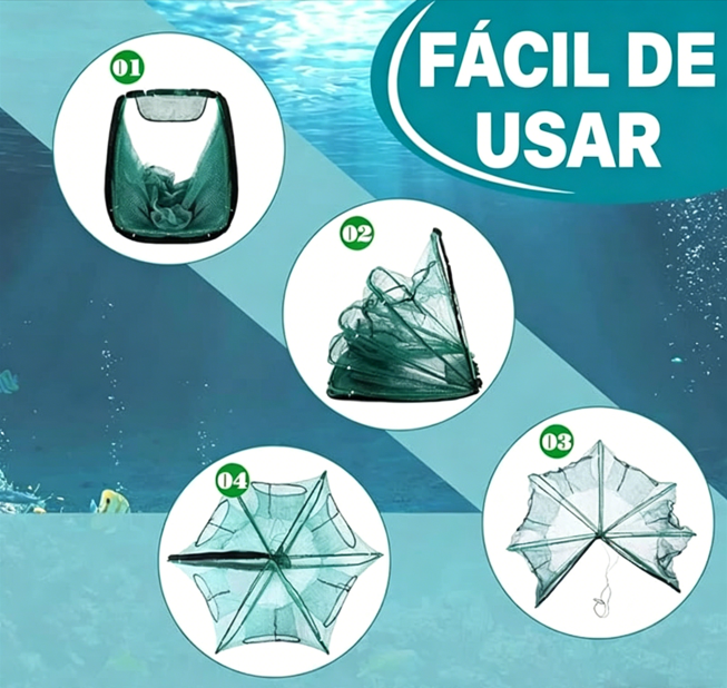 ⏰🔥 ¡Oferta Limitada 50% OFF! 🚨 Red Plegable Automática para Pescadores – Nailon Reforzado y Mango Telescópico para Captura Fácil 🎣✨