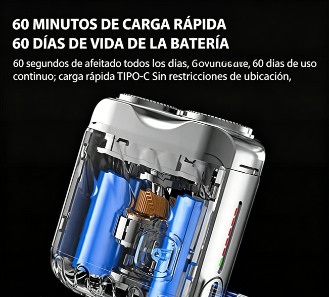 ⏰🔥 ¡Oferta Especial 50% OFF! 🪒 Afeitadora Eléctrica Portátil – Doble Anillo y Corte Preciso en Minutos ✨💈