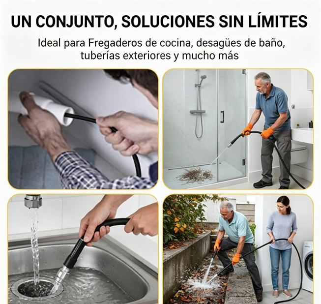 ⏰🔥 ¡Oferta Especial 50% OFF! 💦 Manguera Destapacaños de Alta Presión – Limpieza Rápida y Eficaz para Todo Tipo de Drenajes ⚡🛠️