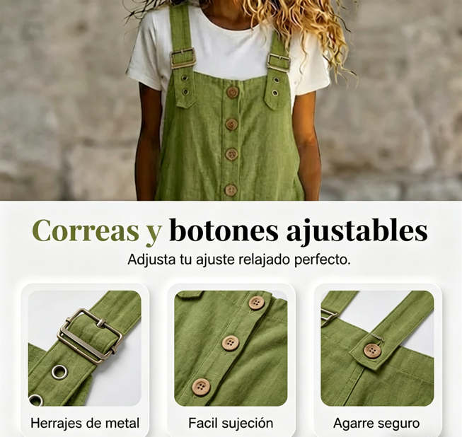 ⏰🔥 ¡Oferta Especial 50% OFF! 👖 Peto Casual de Mujer – Corte Holgado y Botones Elegantes para Comodidad Total 🌸✨