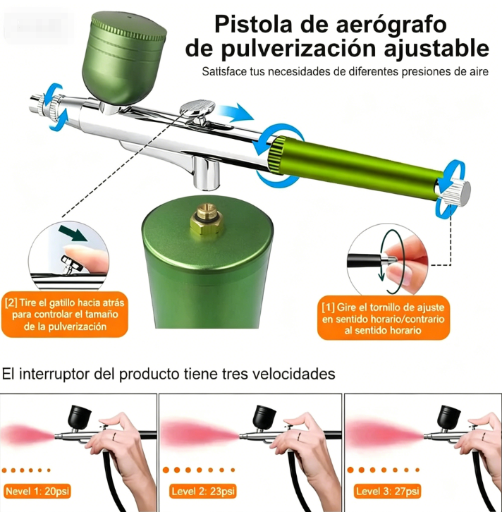 ⏰🔥 ¡Oferta Especial 50% OFF! 🎨 Kit Eléctrico de Cepillo de Aire – Compresor Integrado para Pintura Profesional ✨🖌️