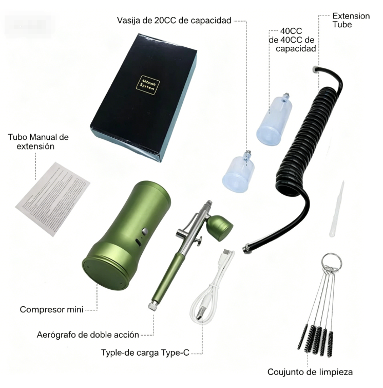 ⏰🔥 ¡Oferta Especial 50% OFF! 🎨 Kit Eléctrico de Cepillo de Aire – Compresor Integrado para Pintura Profesional ✨🖌️