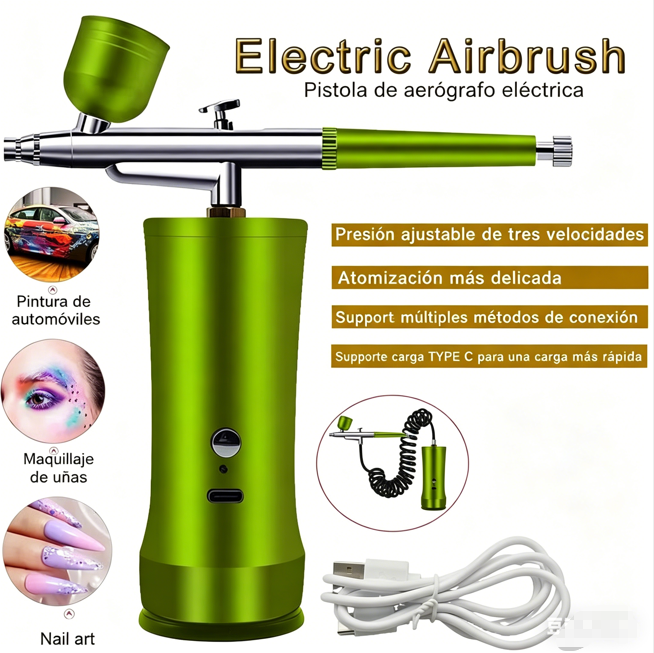 ⏰🔥 ¡Oferta Especial 50% OFF! 🎨 Kit Eléctrico de Cepillo de Aire – Compresor Integrado para Pintura Profesional ✨🖌️