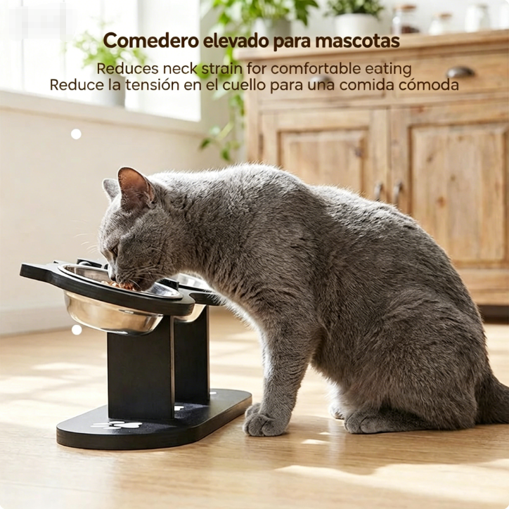 ⏰🔥 ¡Oferta Especial 50% OFF! 🐾 Comedero Elevado Antideslizante – 3 Cuencos para Alimentar a tus Mascotas con Comodidad ✨🍖