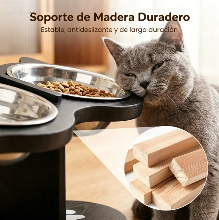 ⏰🔥 ¡Oferta Especial 50% OFF! 🐾 Comedero Elevado Antideslizante – 3 Cuencos para Alimentar a tus Mascotas con Comodidad ✨🍖