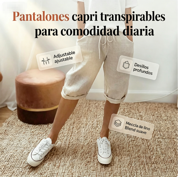 ⏰🔥 ¡Oferta Especial por Tiempo Limitado! 👖 Pantalones Capri de Algodón y Lino – Frescos, Cómodos y Perfectos para el Verano 🌿✨