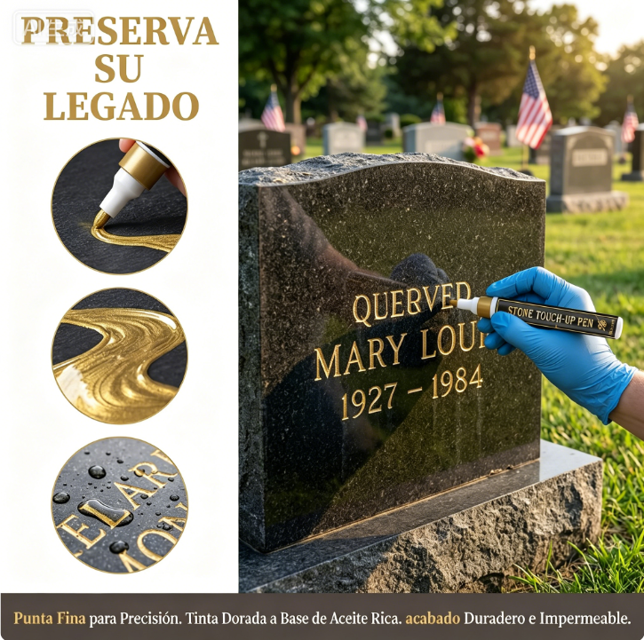 ⏰🔥 ¡50% DE DESCUENTO POR TIEMPO LIMITADO! 🖋️ Rotulador Dorado para Lápidas – Restaura Nombres y Fechas con Claridad Duradera 🕊️💛