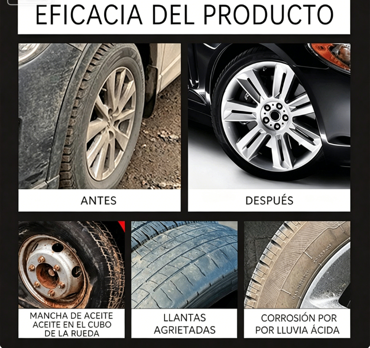 ⏰ ¡Oferta Limitada 50% OFF! ✨ Cera para Neumáticos – Restaura el Brillo Negro, Protege contra Rayos UV y Repele la Suciedad 🚗💨 Fácil y Rápido