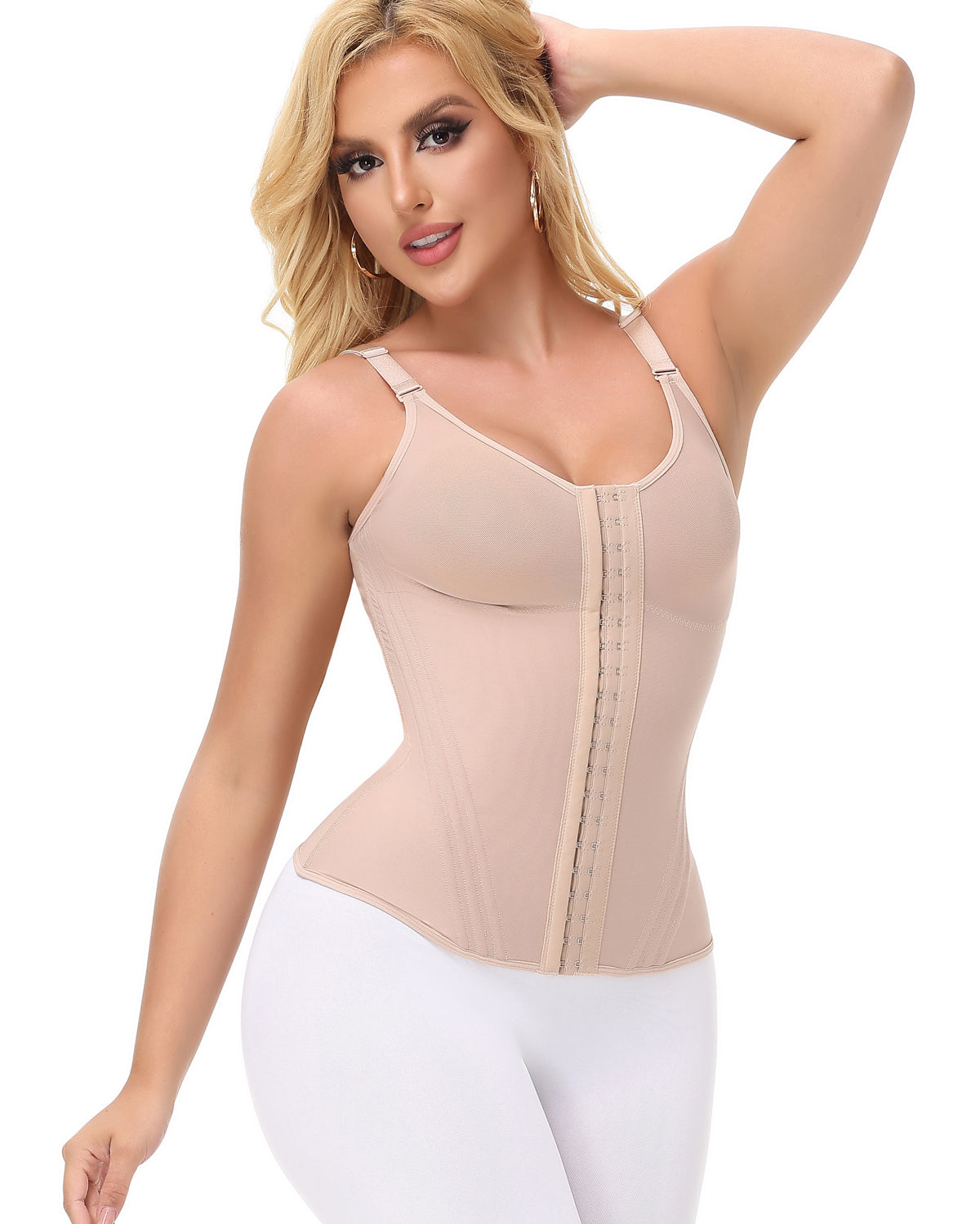 Shapshe® Fajas Colombianas Chaleco Cinturilla de Malla con Cobertores para Pezones