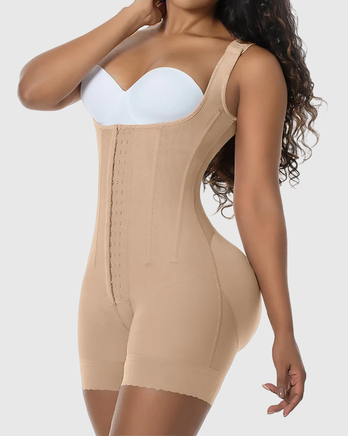 Shapshe® Faja Moldeadora de Alta Compresión con Escote Abierto, Body Adelgazante con Ganchos y Control de Abdomen