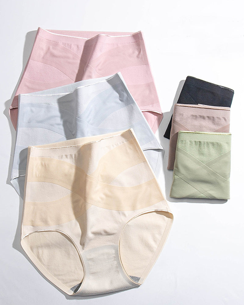 Ropa interior de algodón para mujer sin costuras con grafeno, de cintura alta y control de abdomen
