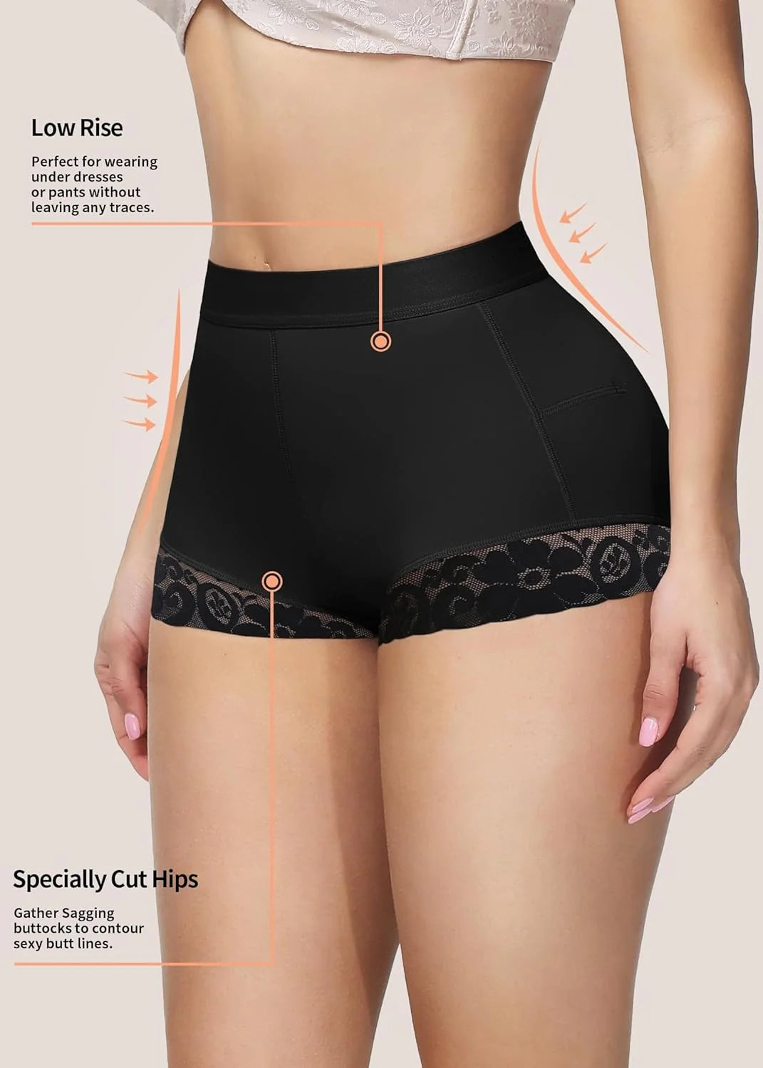 Shapshe® Short Modelador de Cintura Alta para Mujer con Realce de Caderas y Control de Abdomen en Encaje
